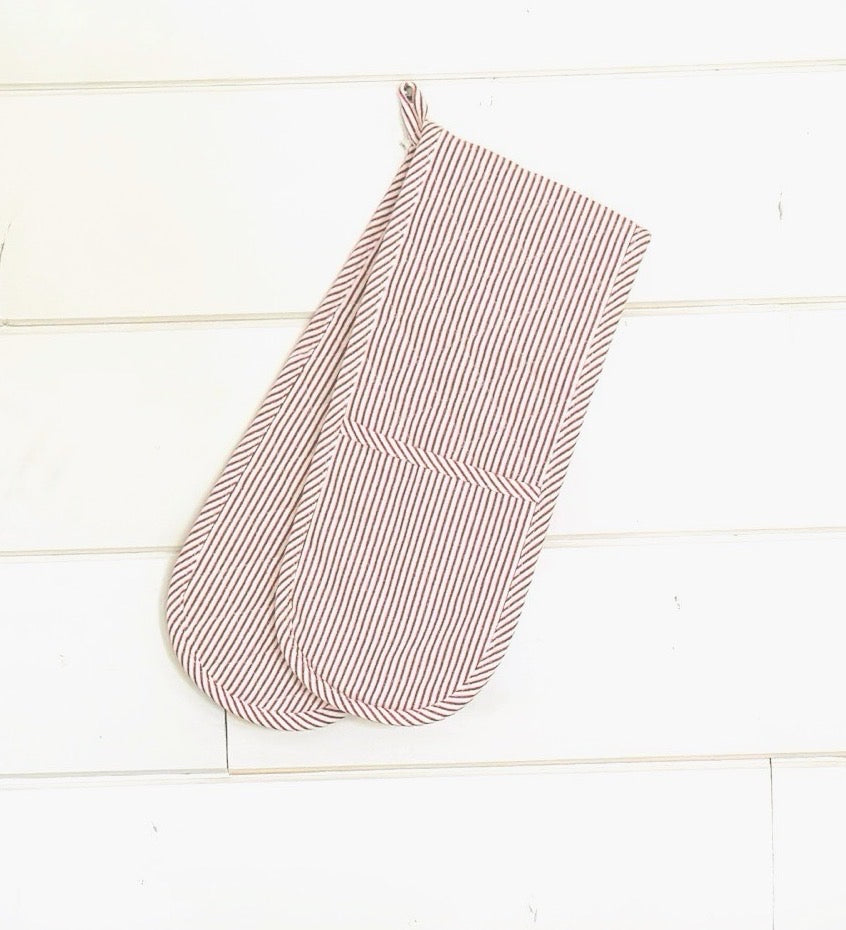 Heritage Ticking Double Oven Glove