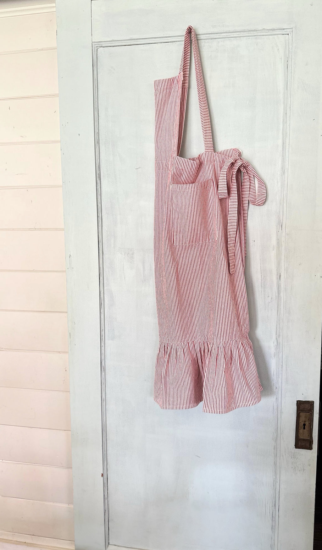 Heritage Ticking Ruffled Apron