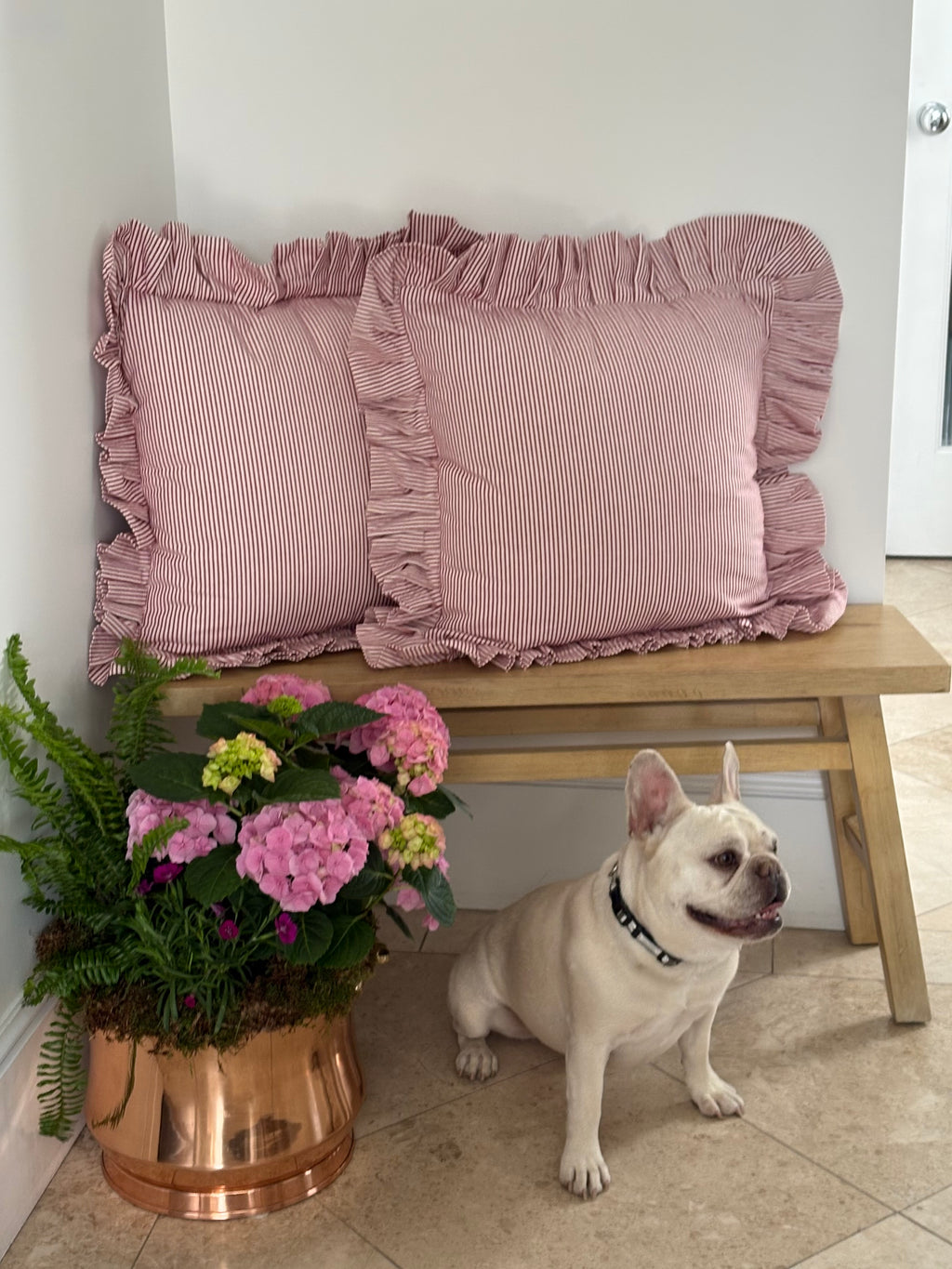 Heritage Ticking Ruffled Pillow