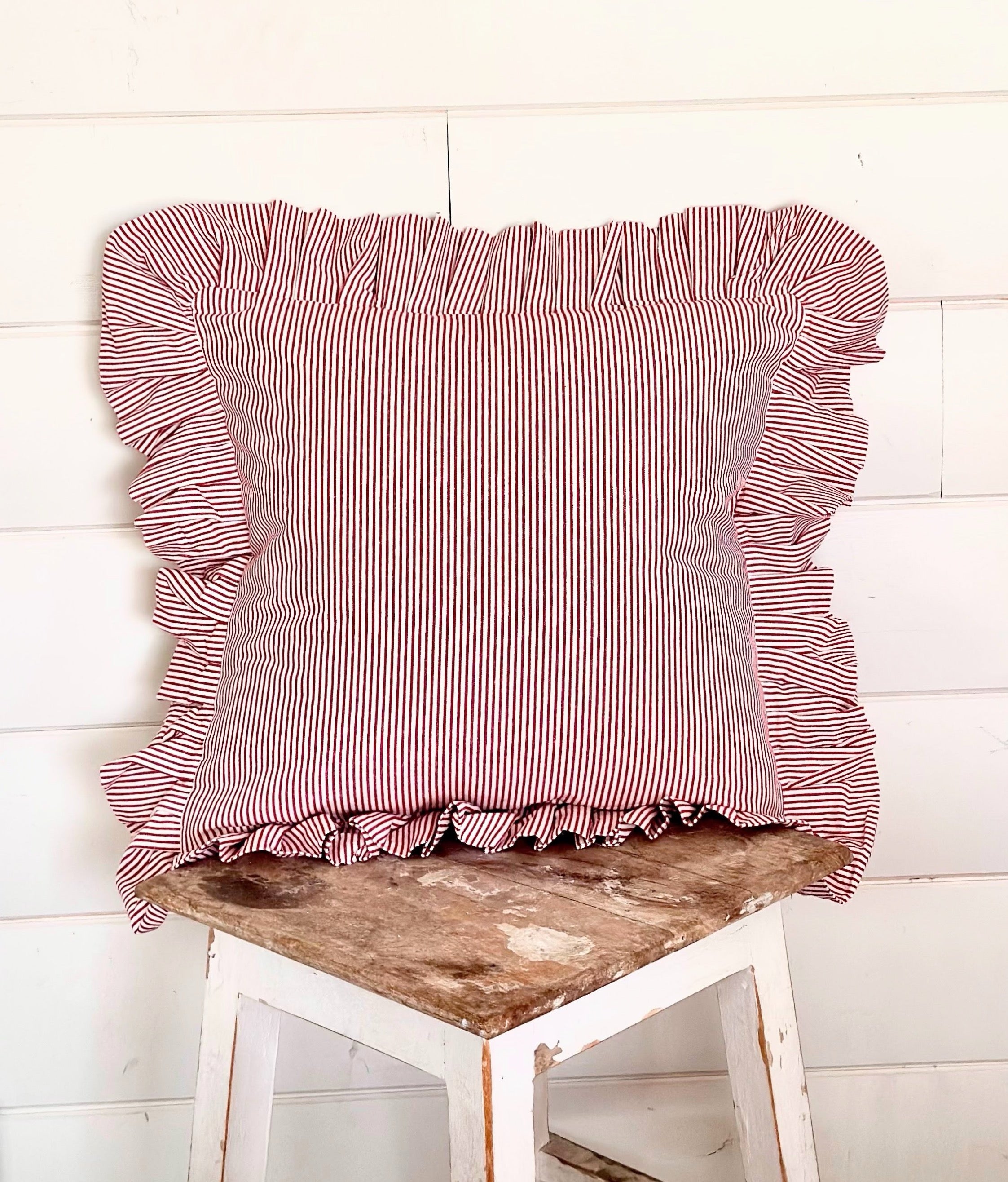 Heritage Ticking Ruffled Pillow