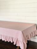 Heritage Ticking Ruffled Tablecloth