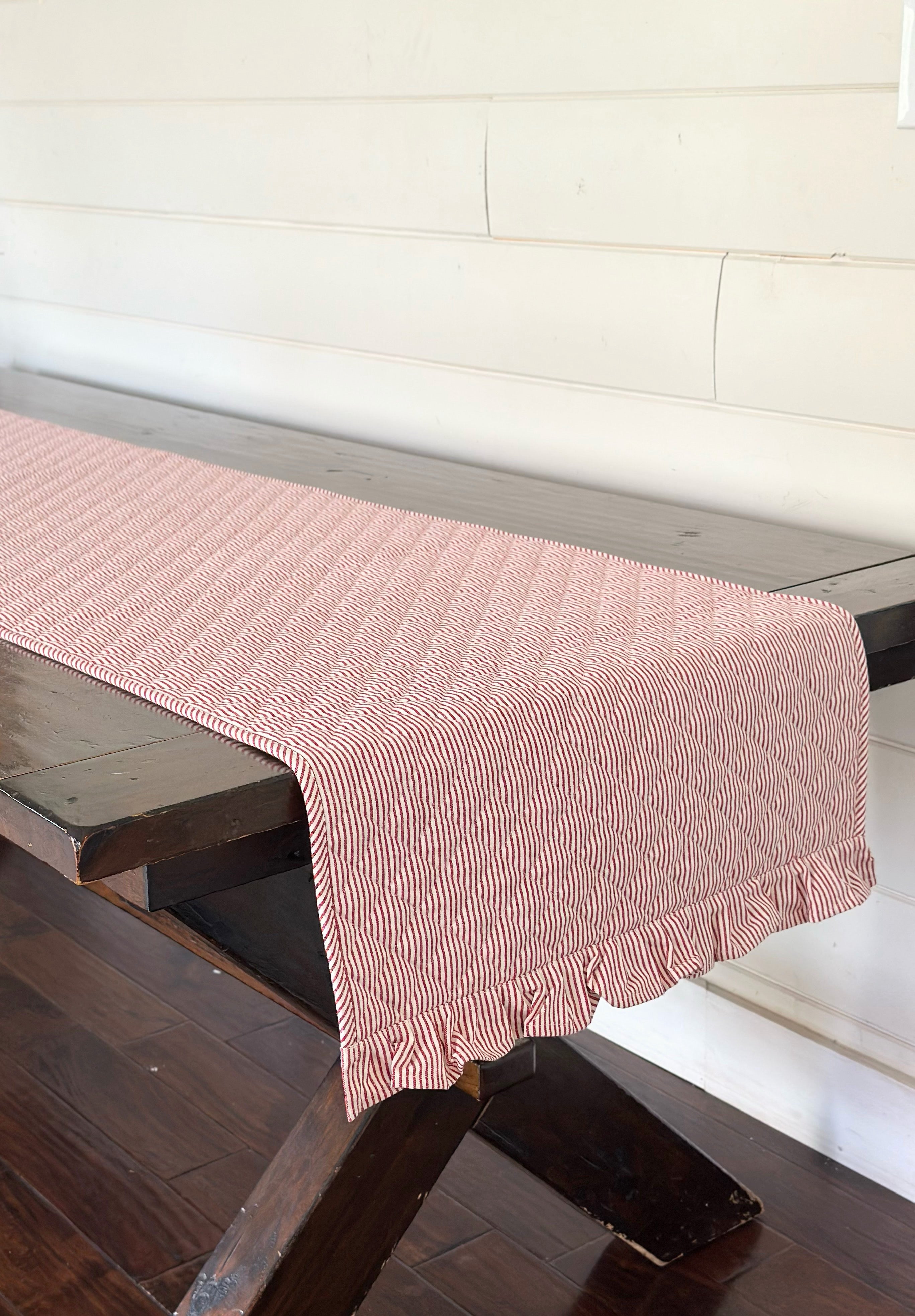 Heritage Ticking Quilted Runner
